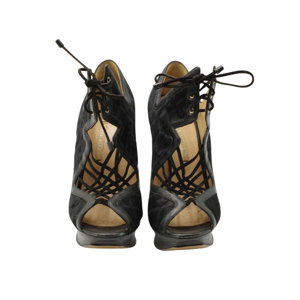 Pre Loved Nicholas Kirkwood Vintage LaceUp Platform Heels Women black - Picture 2 of 7